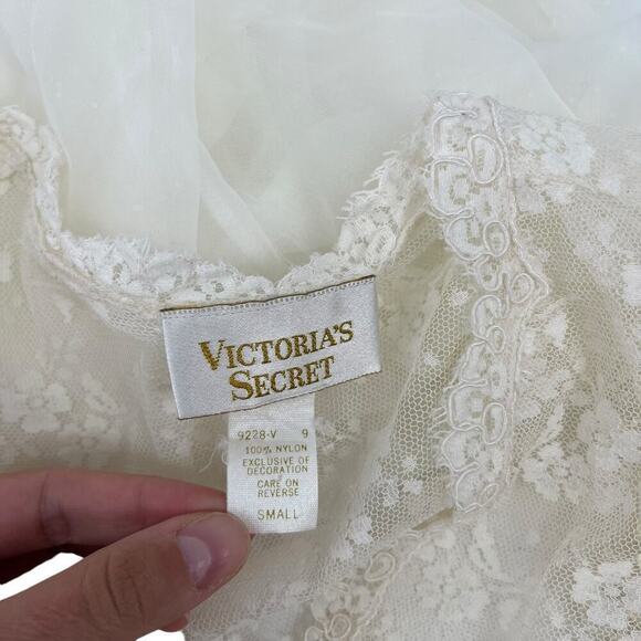 Vintage 80’s Victoria’s Secret Gold Label Lingerie Robe Lace Floral Bridal Small - Picture 9 of 9